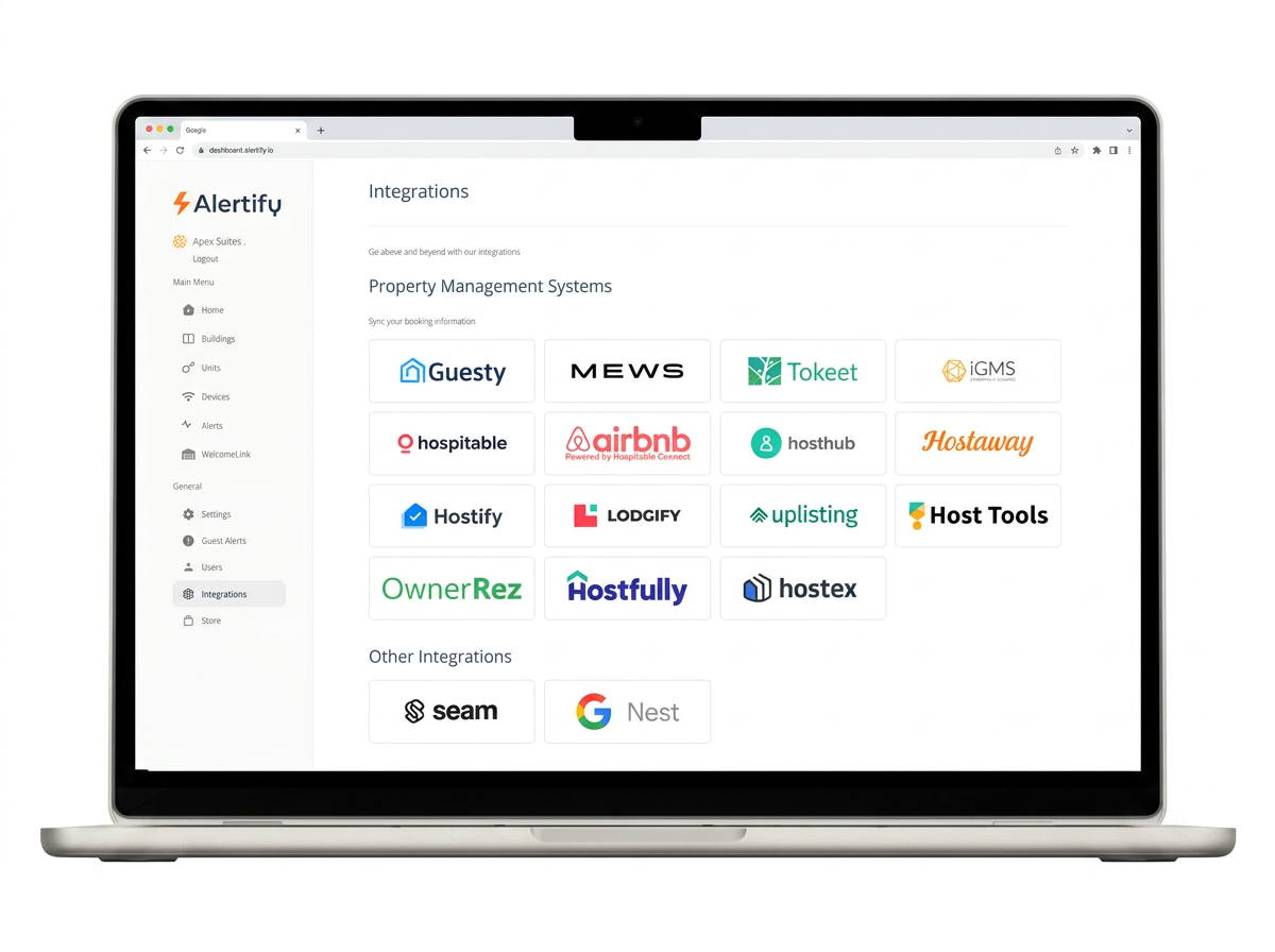 Integrări Alertify — Guesty, Hostaway, Slack și altele
