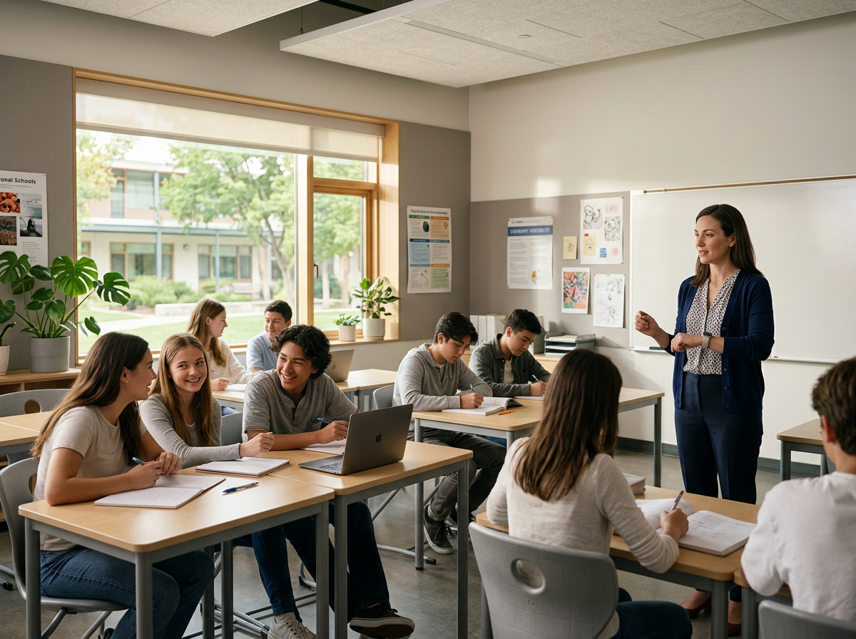 O sală de clasă liniștită — monitorizată discret, fără audio sau imagini